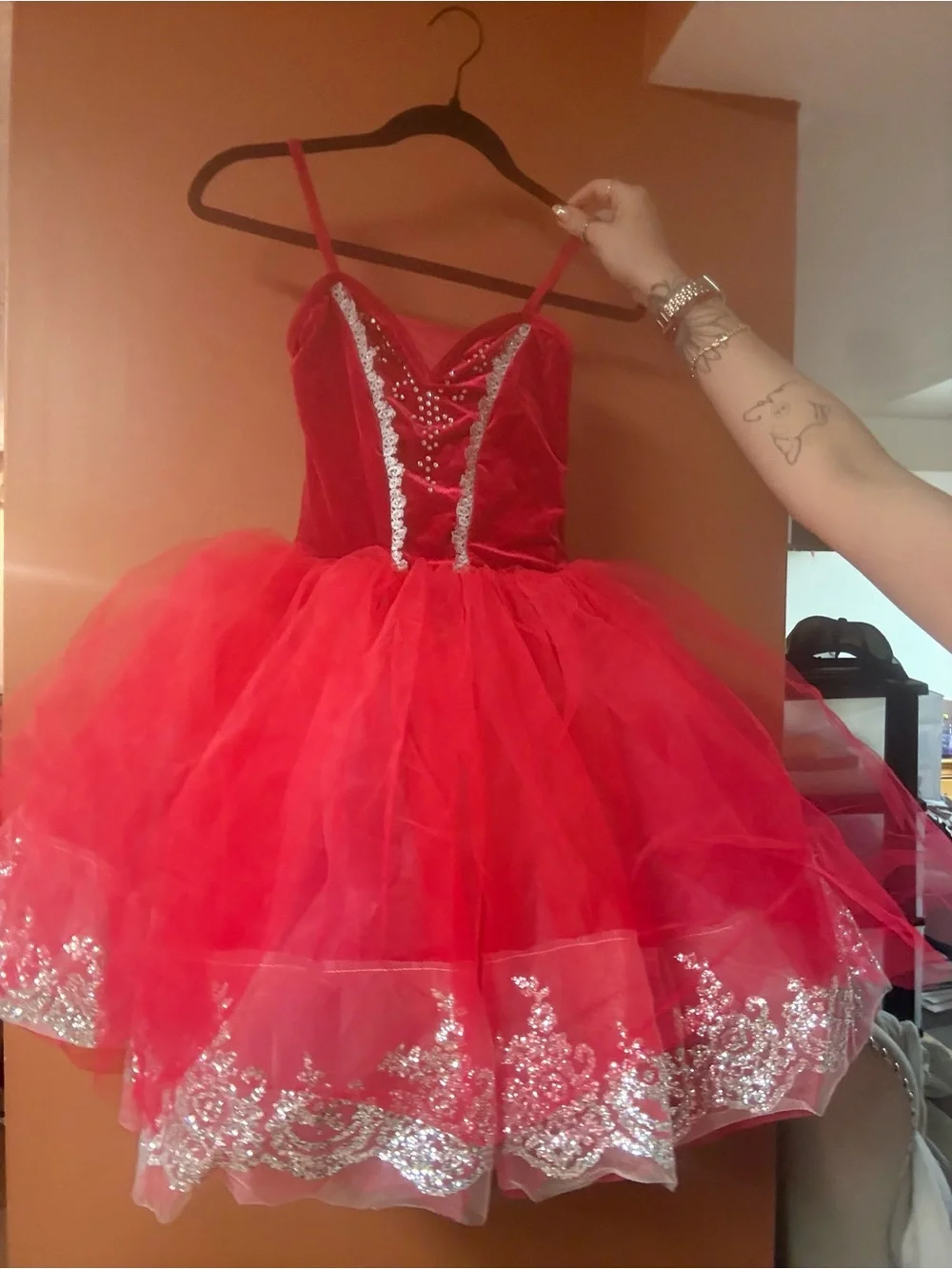 Weissman Red Tulle Sparkle Ballet Costume
